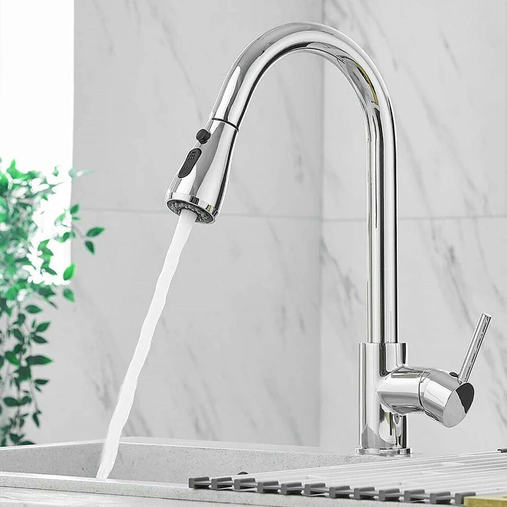 Black Pull Out Kitchen Sink Faucet Deck Mounted Stream Sprayer Kitchen Mixer Tap Bathroom Kitchen Hot Cold Tap