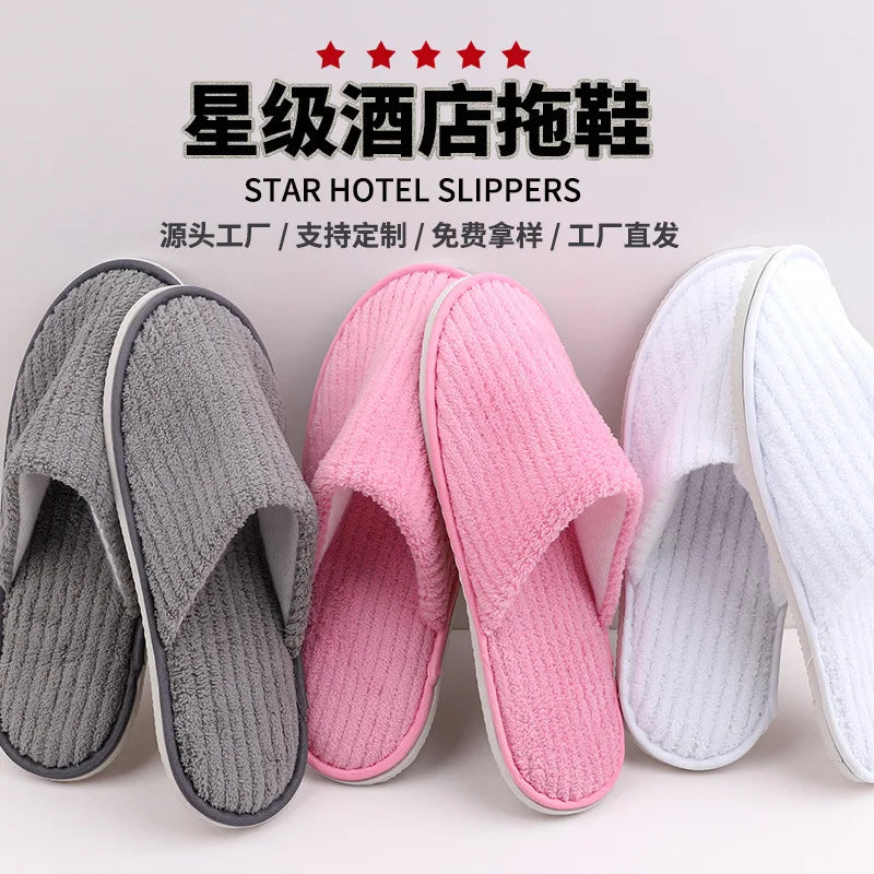 Disposable Slippers Cotton Linen Thickened Non-slip Bottom Hotel Hotel Guest House Travel Slippers Single Random Color