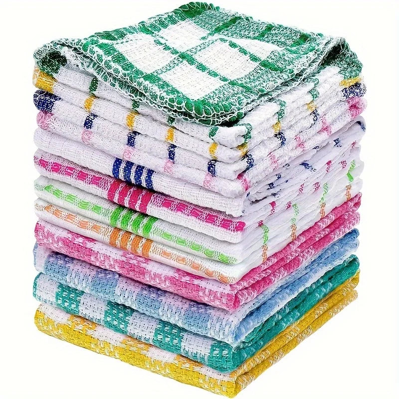 12pcs Kitchen Dish Cloths, Soft Absorbent Dishwashing Towel, Household Cleaning Tools, Reusable & Durable, 35cm/13in