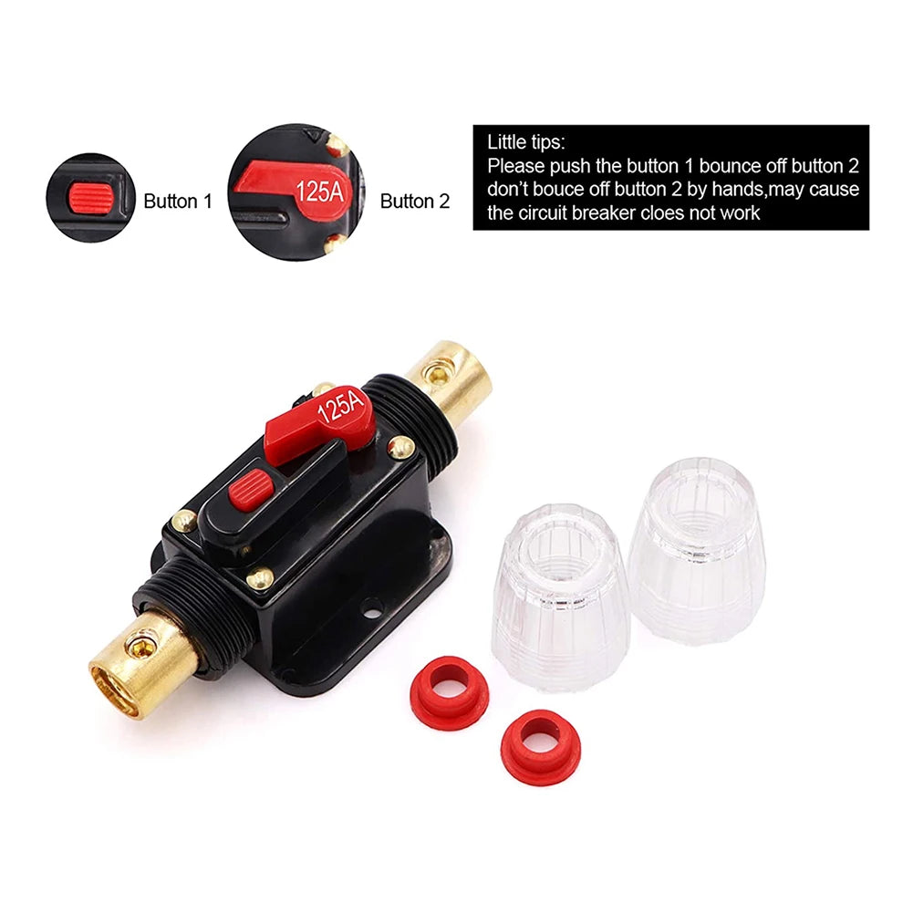 30A 40A 50A 60A 80A 100A Circuit Breaker 12V-48V DC Car Truck Resettable Fuse Short Protection Fuse Holder Power Insurance