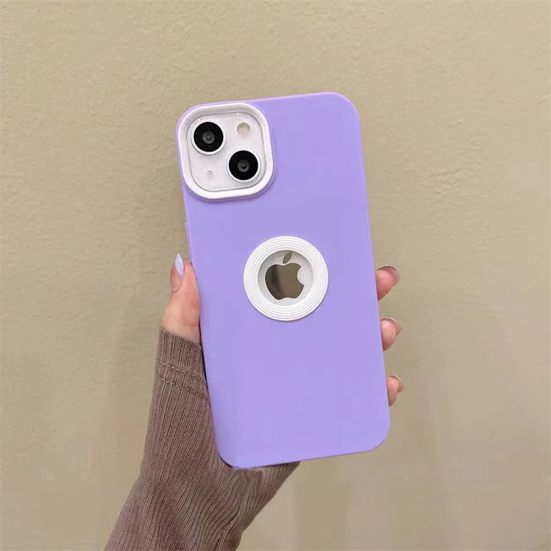 DIY Luxury Soft Silicone Logo Hole Phone Case For iPhone XR like 12,13 Candy Color Cover for iPhone 11 to 13Pro 14 15 16 Pro