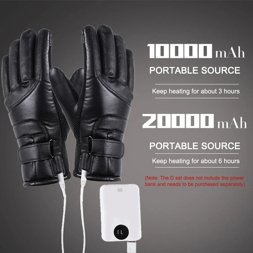 Winter Thermal Cycling Gloves Waterproof Cycling Gloves Touchscreen Hand Warmer USB Electric Gloves Heated Gloves for Motorcycle