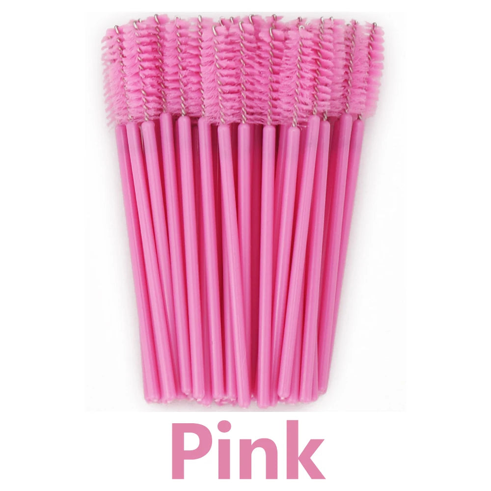 ANNAFRIS 50Pcs Disposable Eyelash Brush Soft Head Crystal Eyebrow Brush Lash Extension Brush Mascara Wand Makeup Tool