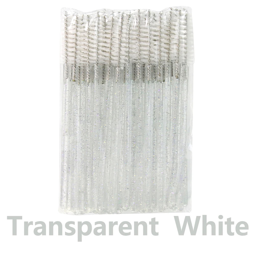 ANNAFRIS 50Pcs Disposable Eyelash Brush Soft Head Crystal Eyebrow Brush Lash Extension Brush Mascara Wand Makeup Tool