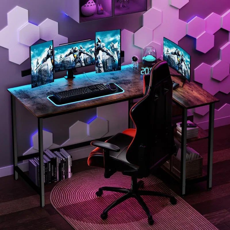 L Shaped Desk - 39" Home Office Computer Desk with Shelf, Gaming Desk Corner Table for Work, Writing and Study