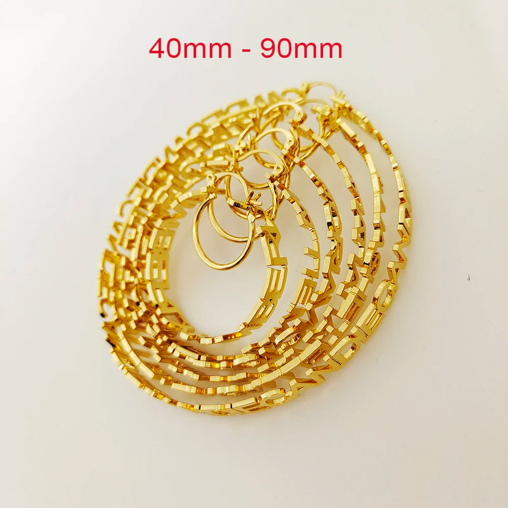 DODOAI 40mm-90mm Hoop Name Earrings Customize Name Earrings Hoop Stainless Steel Customized Personalized Jewelry with Gift Box