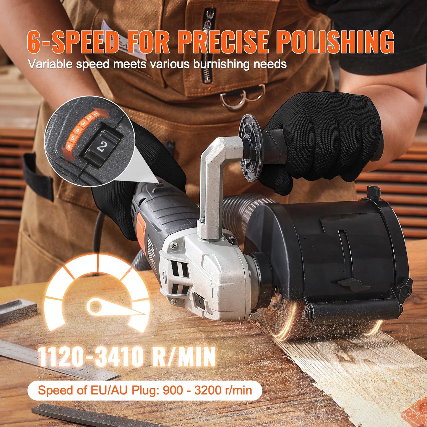 VEVOR Burnishing Polishing Machine 6 Variable Speed Surface Conditioning Tool Electric Metal Burnishing Machine for Wood Steel