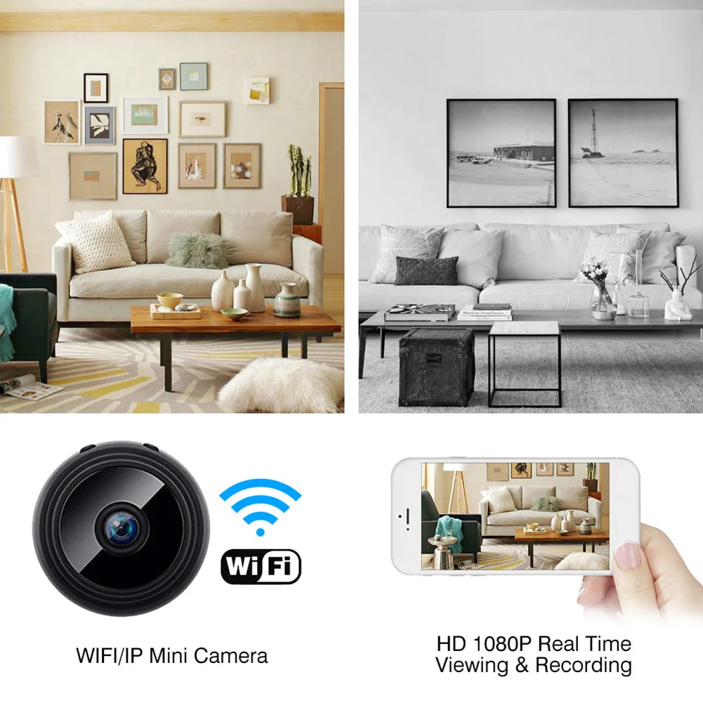 WiFi Mini IP Camera Night Vision 1080P HD Wireless IP Camera Motion Detection Wireless Security Camera Rechargeable for Indoor