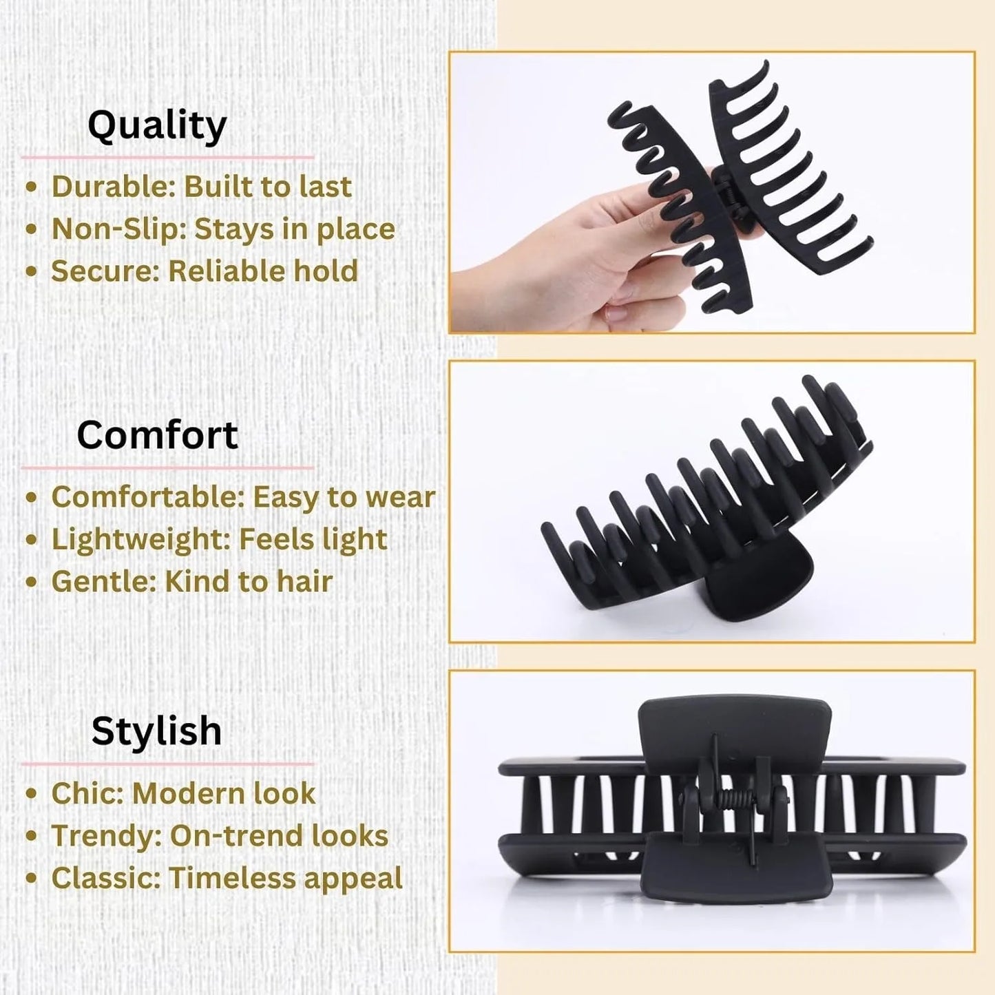 8 Pack 4.3 Inch Large Hair Claw Clips for Women Thin Thick Curly Hair, Big Matte Banana Clips,Strong Hold jaw clips