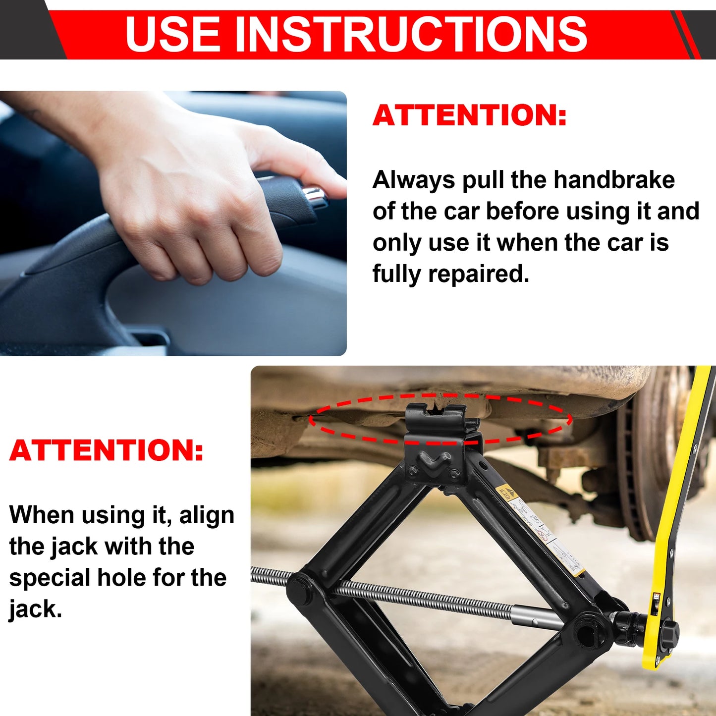 Compact 2 Ton/4409 LBS Scissor Jack with 105 - 385mm Lifting Range and Included Hexagonal Lug Wrench for Cars SUVs Sedans