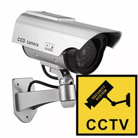 Solar Powered Fake Dummy Surveillance Security Camera CCTV For Office Home with LED Record Light Indoor Outdoor Black / Silver