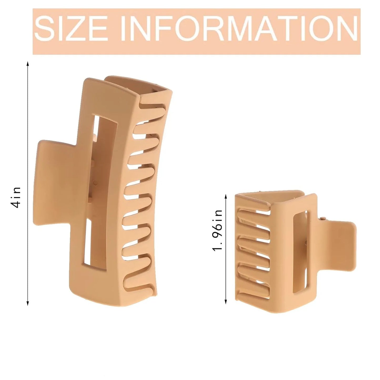 12 Pack Square Claw Clips, Big and Small Neutral Rectangle Hair Claw Clips