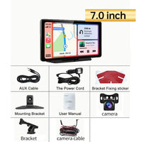 Carplay Screen for Car, 7" HD Portable Car Stereo Touch Screen with Wireless Android Auto, Backup Camera, Car Audio Receivers wi