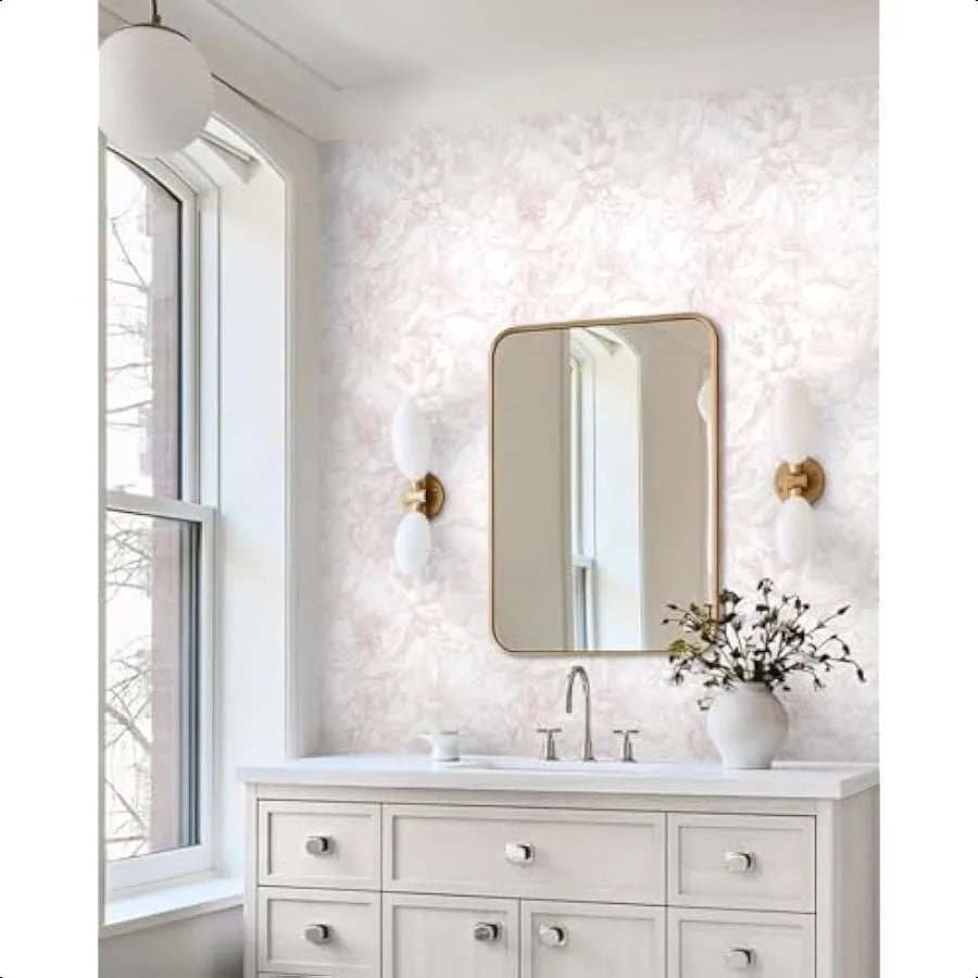 78.7"x17.3" Peel and Stick Wallpaper Floral Contact Paper Boho White Pink Flower Wallpaper Removable Wall Paper Self Adhesive M