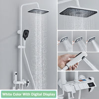 Rozin Black Smart Digital Display Shower Faucet Set Piano Style Rainlfall Bathroom System Grey Digital Mixer Tap Bidet Shower