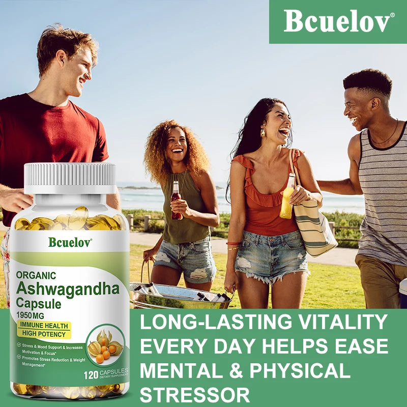 BCuelov Ashwagandha Extract Capsules Help Antioxidant, Relieve Stress, Improve Sleep, Enhance Immunity Dietary Supplement