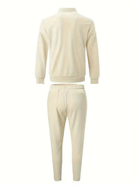 2 Pieces Classic Men's Sportswear Set - Soft, Breathable, Full Zip Tracksuit
