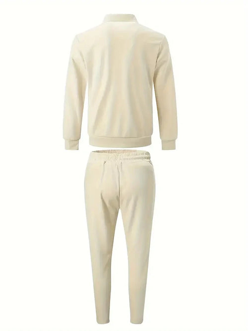 2 Pieces Classic Men's Sportswear Set - Soft, Breathable, Full Zip Tracksuit