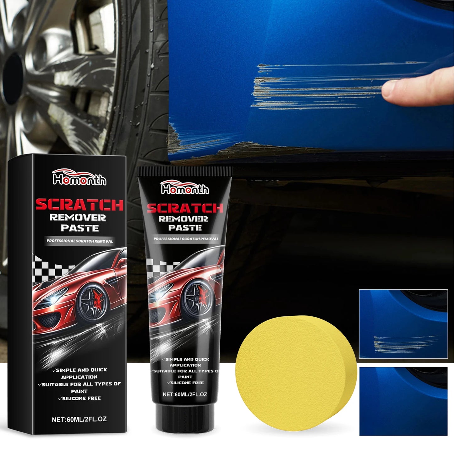 Homonth Car Paint Scratch Repair Remover Car Scratch Repair Cream Set Repair Scratch Polish Paint Maintenance Care Repair Paste