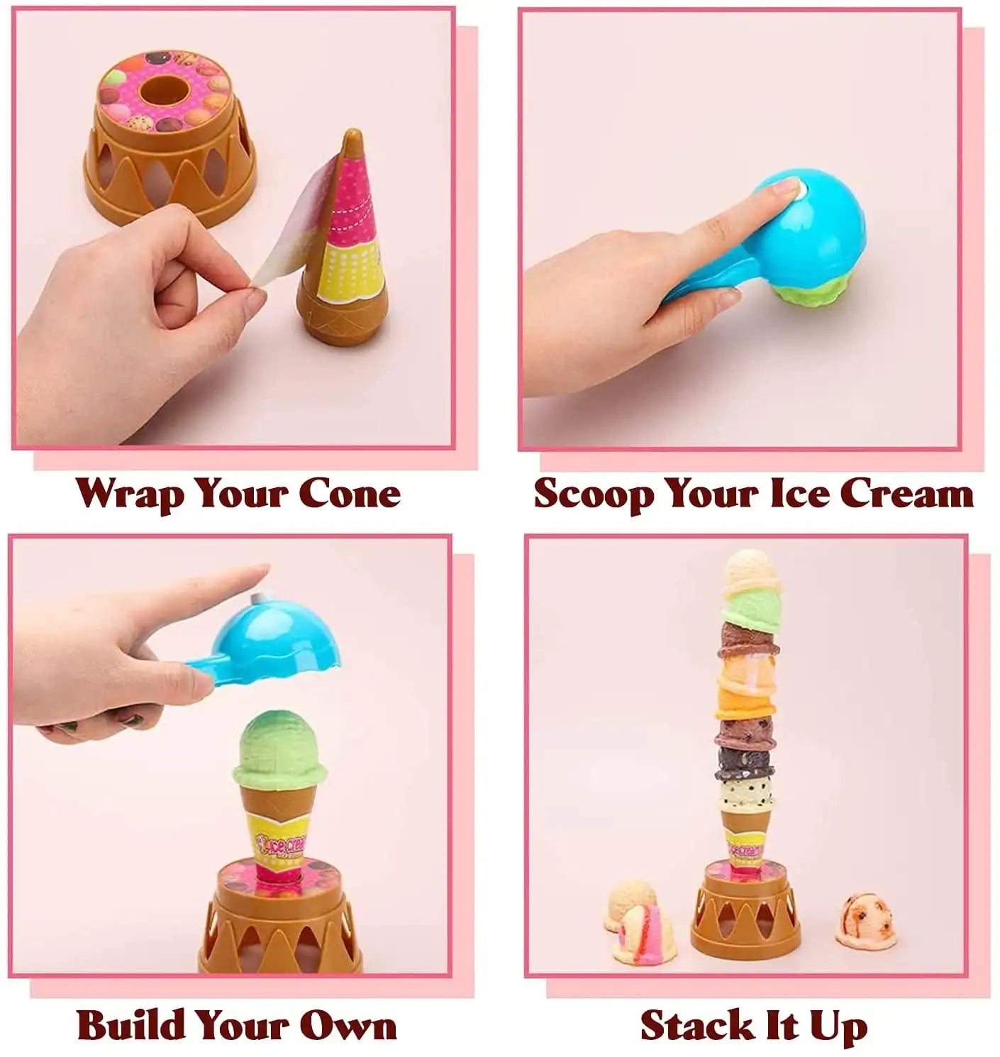 Ice Cream Play Set Ice Cream Game Set Pretend Play Food Balancing Stacking for Baby Aged 13 4 Years Old for Desktop