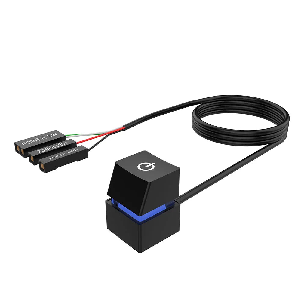 2m Computer Desktop Mechanical Switch PC Motherboard External Start Power On/Off Button Extension Cable 7 Color Lights PC Switch