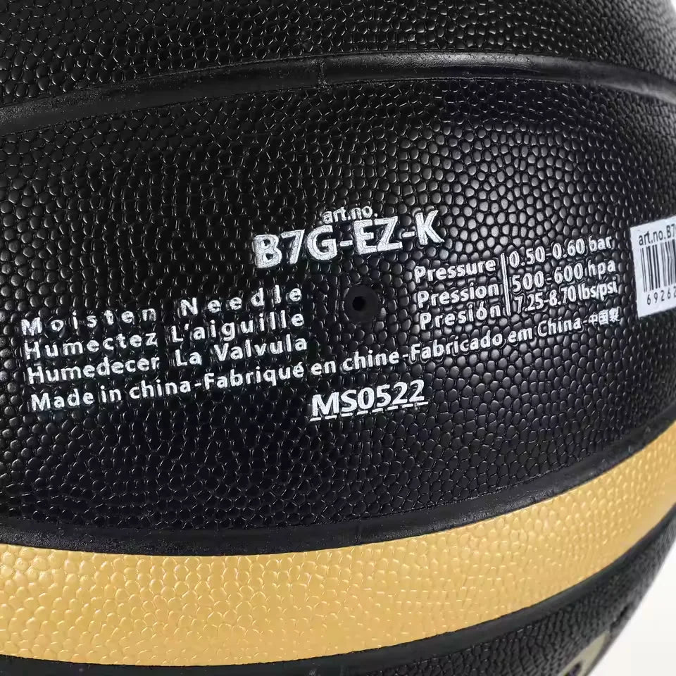 Molten Size 5 6 7 Basketball EZ-K Black Gold PU Outdoor Indoor Balls Women Youth Man Match Training Basketalls