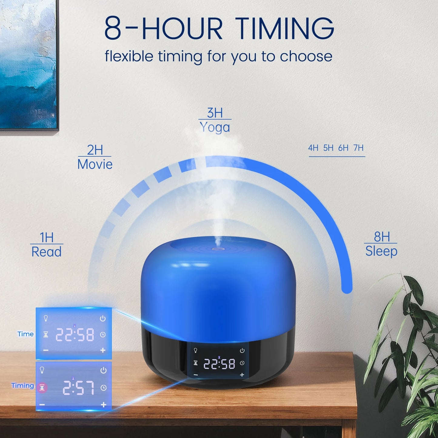 Sejoy Air Humidifier Aroma Diffuser 1-8 HourTimer, 7 Atmosphere Lights Room Ultrasonic Cool Mist Top Fill Humidifier