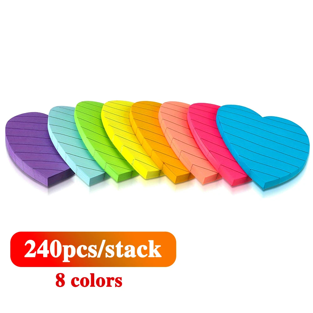 240pcs 8 Colors Sticky Notes 76x76mm Paper Memo Stickers Self-Sticky Message Note Pads Creative Stationery Student Rewards