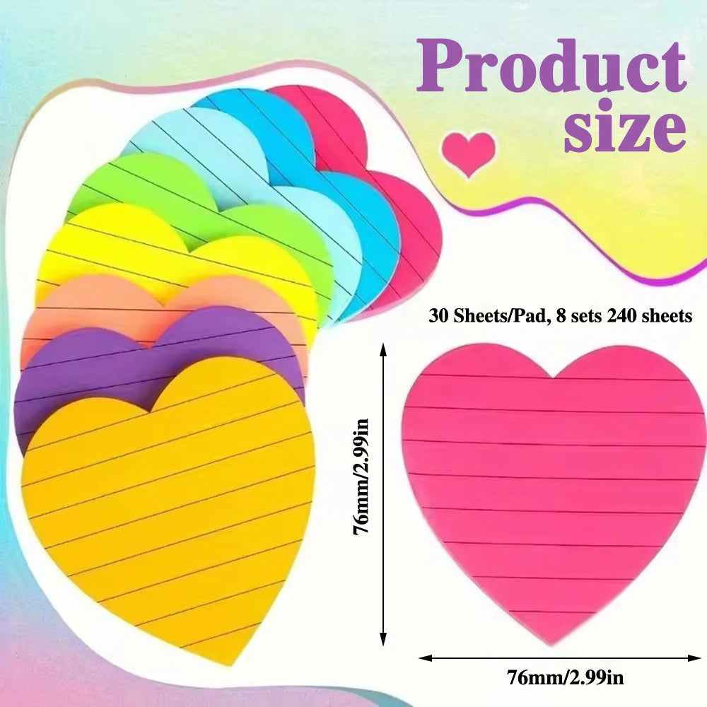 240pcs 8 Colors Sticky Notes 76x76mm Paper Memo Stickers Self-Sticky Message Note Pads Creative Stationery Student Rewards
