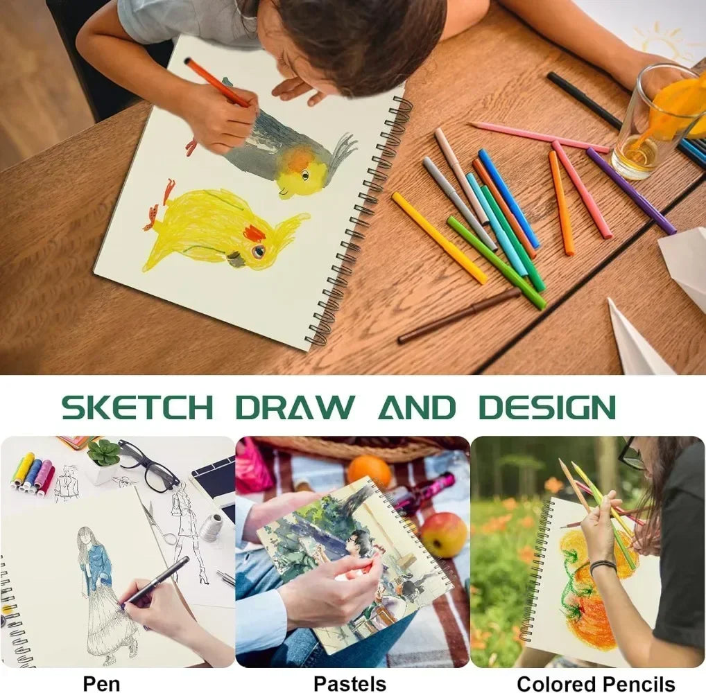 9 x 12 Sketchbook, 68 lb/100g SM Sketchbook 100 spiral-bound acid-free drawing paper with hard cover art paper