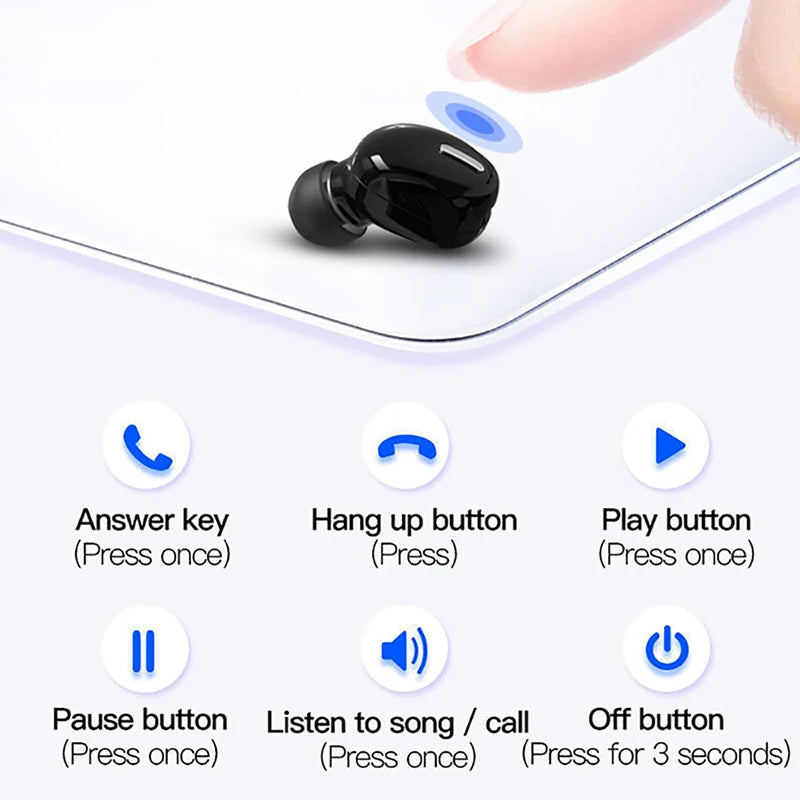 X9 Wireless Bluetooth 5.0 Earphone Earbuds Stereo Sound Headphones Noise Canceling Sleeping Waterproof TWS Mini Single Earphones