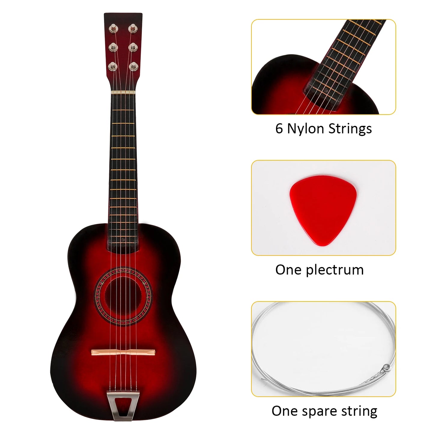 21 Inch Acoustic Guitar Classical Acoustic Guitar Small Size Portable Wooden Guitar for Children Beginner Adult Teen