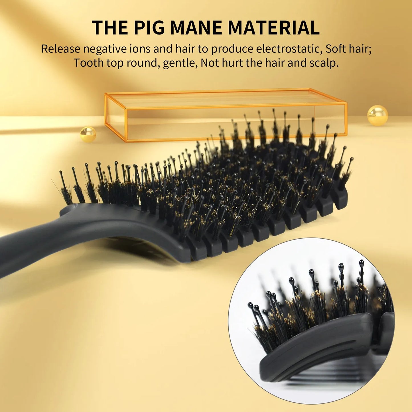 Qipooh Curved Vented Hair Brush Scalp Massage Comb Women Wet Curly Detangle Hair Brush for Salon Hairdressing Styling Tools