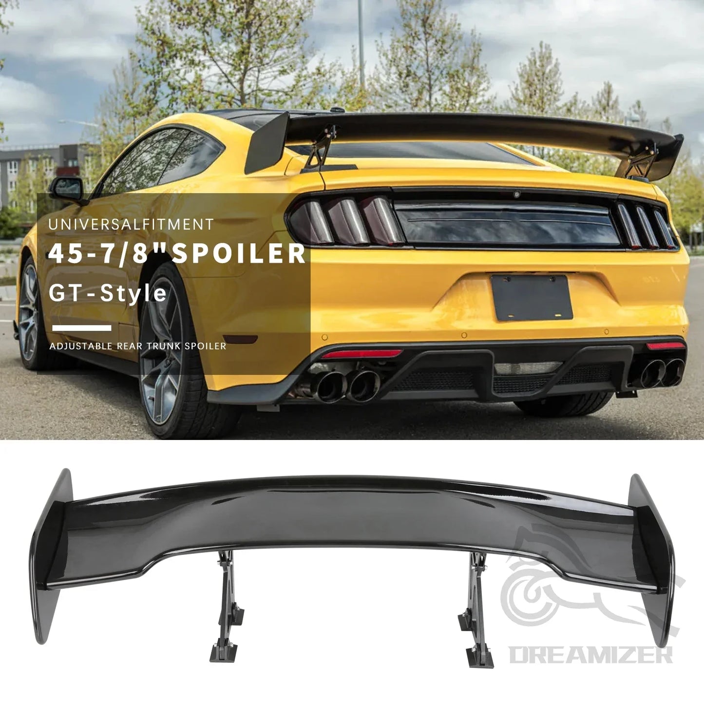 Universal 116CM ABS Wing Car Tuning Accessories Tail Exterior Trim GT Style Spoiler Black Matte Black Look For 99% Sedan Common