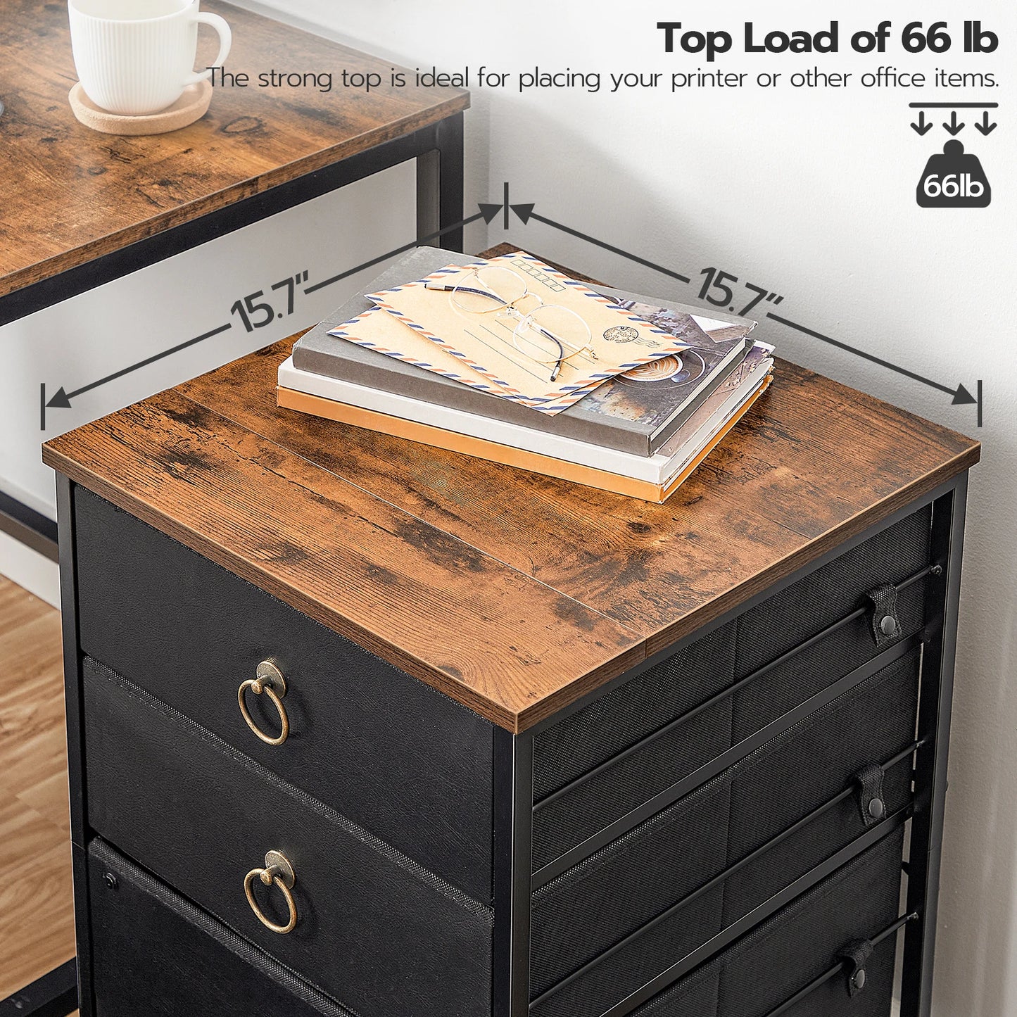 HOOBRO 3-Drawer Mobile File Cabinet Vertical Filing Cabinet Office Cabinet Filing Cabinet Rolling Printer Stand