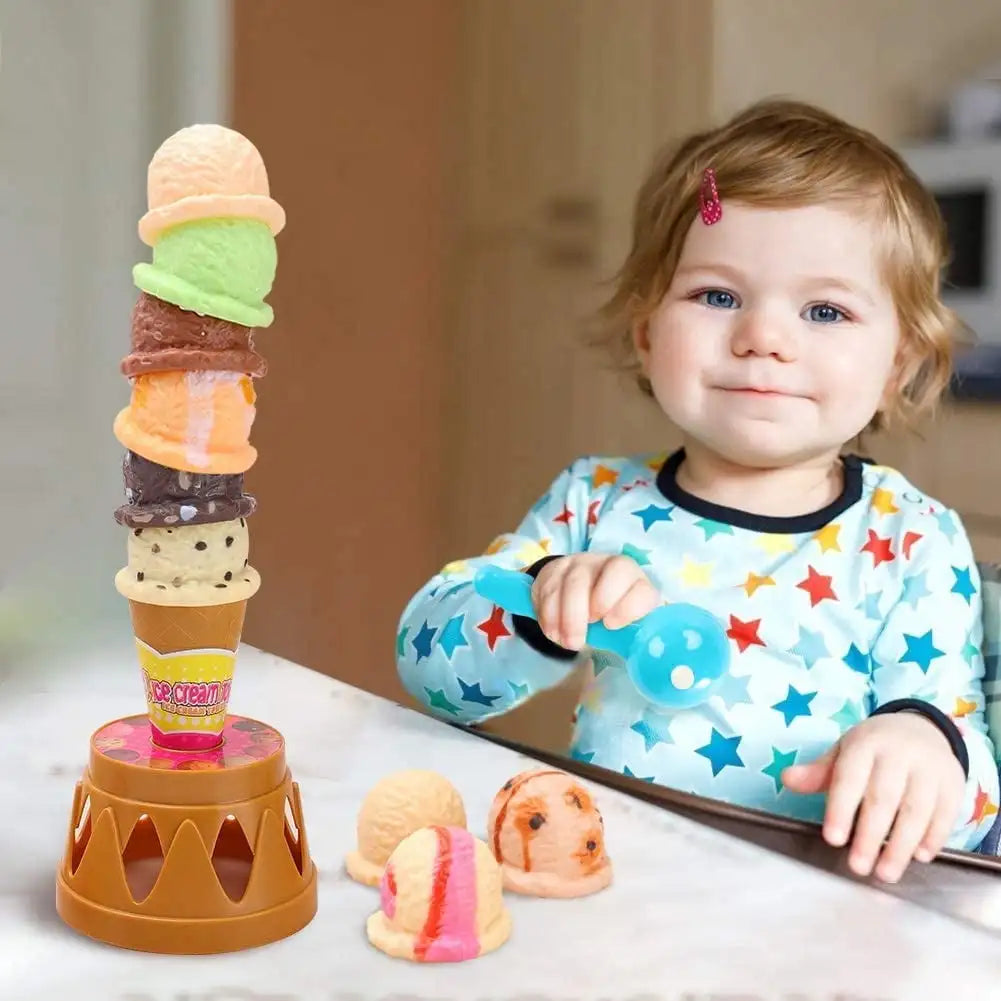 Ice Cream Play Set Ice Cream Game Set Pretend Play Food Balancing Stacking for Baby Aged 13 4 Years Old for Desktop