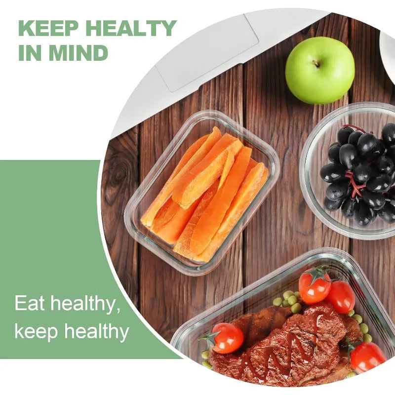 12 Pack Glass Food Storage Containers with Lids, Meal Prep, Pantry Kitchen Storage Containers for Lunch, Leak Proof, Airtight