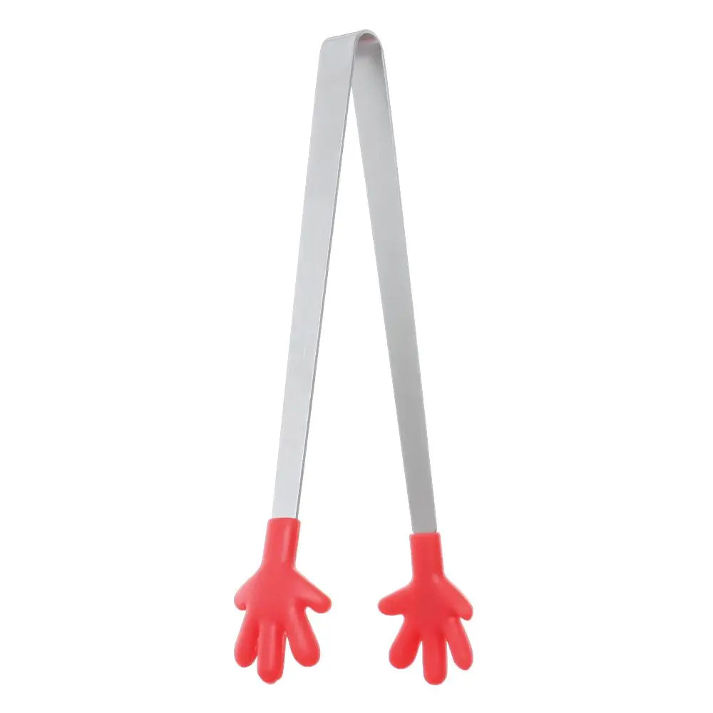 Creative Silicone Stainless Steel Mini Snack Food Tongs Non-slip Handles BBQ Bread Ice Cube Clip Kitchen Accessories BBQ