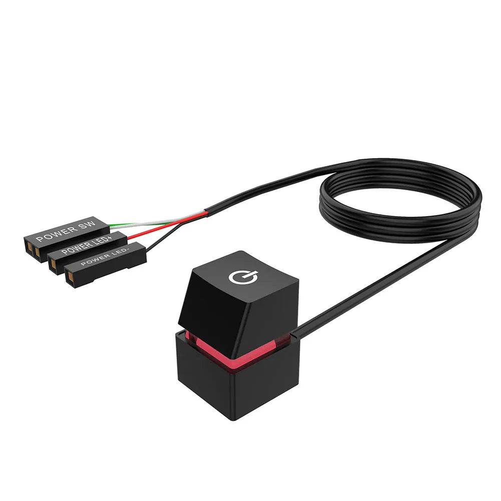2m Computer Desktop Mechanical Switch PC Motherboard External Start Power On/Off Button Extension Cable 7 Color Lights PC Switch