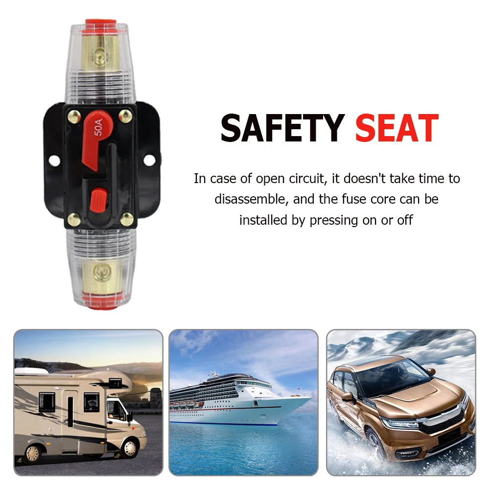 30A 40A 50A 60A 80A 100A Circuit Breaker 12V-48V DC Car Truck Resettable Fuse Short Protection Fuse Holder Power Insurance
