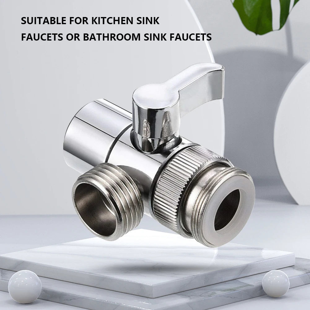 3 Way Water Tap Connector Leak-Proof Faucet Diverter Valve Copper Faucet Connector Splitter Easy-to-Install for Bathroom Kitchen