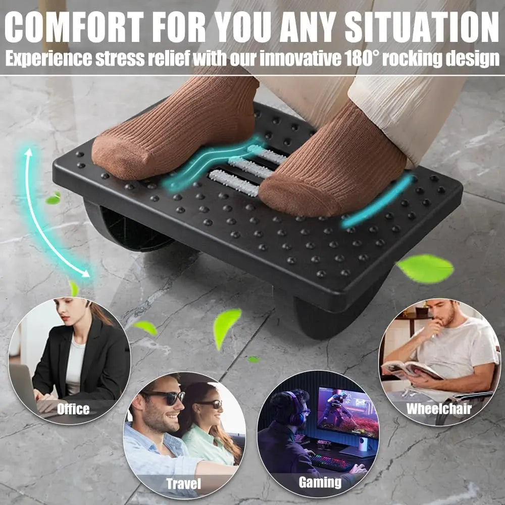 Ergonomic Foot Stools for Under Office Desk - Foot Rest for Under Desk at Work -Rocking Footrest with Roller Massager - Leg Res