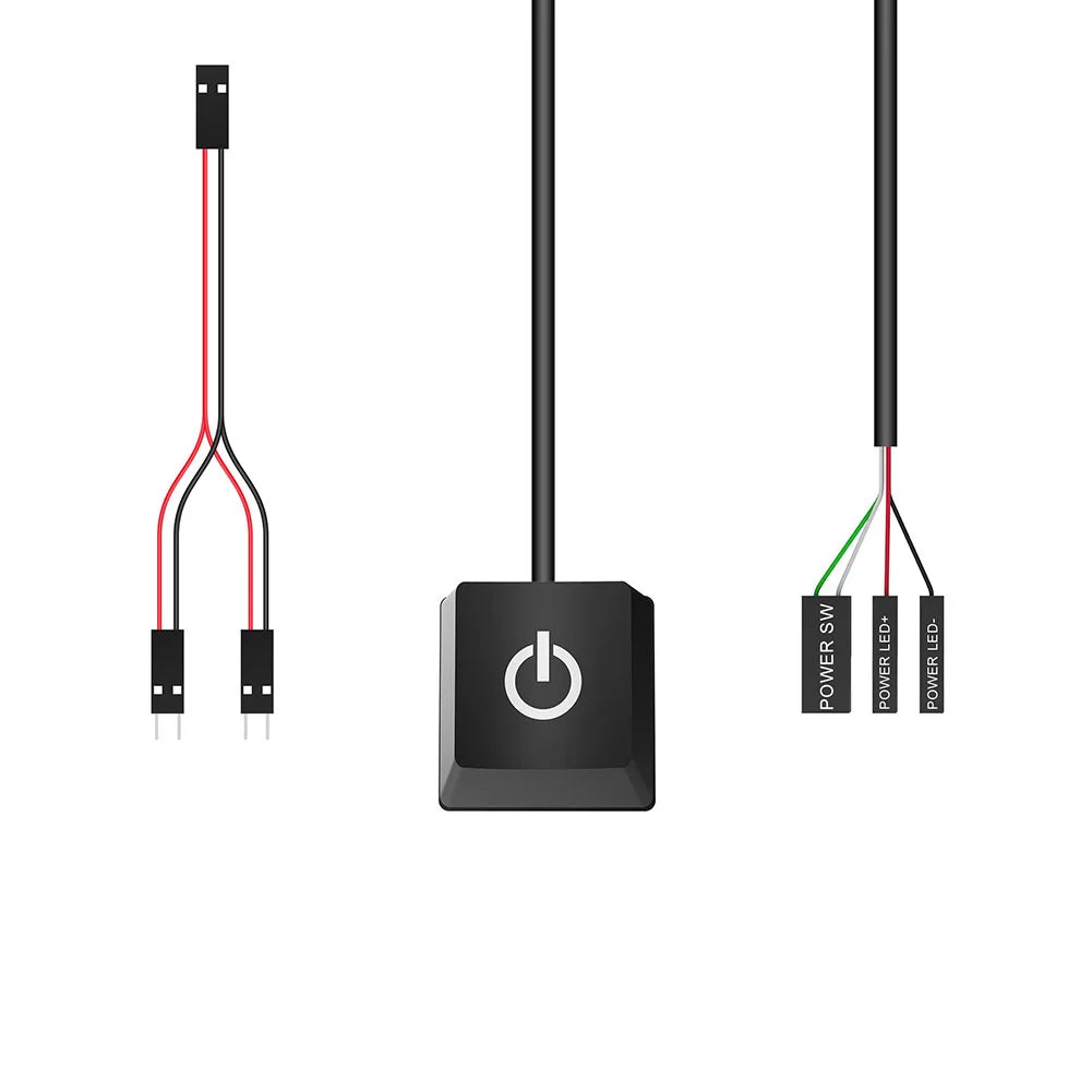 2m Computer Desktop Mechanical Switch PC Motherboard External Start Power On/Off Button Extension Cable 7 Color Lights PC Switch