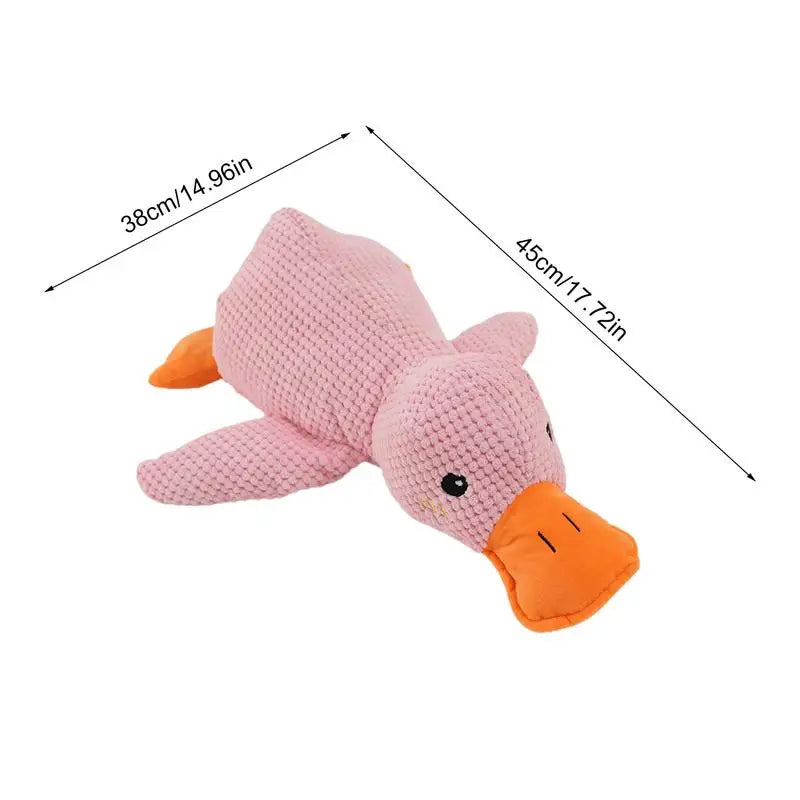 The Mellow Dog Calming Duck Cute No Stuffing Duck with Soft Squeaker Wild GooseChew Toy Cleaning Teeth