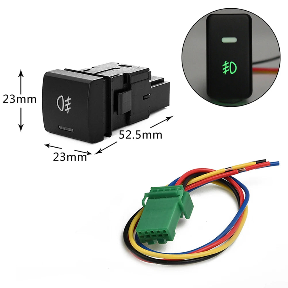Automobile Fog Lamp Switch with Green Light Car Fog Lights Switch Pure Copper Wire Fog Light Button Replacement for Camry 2018+