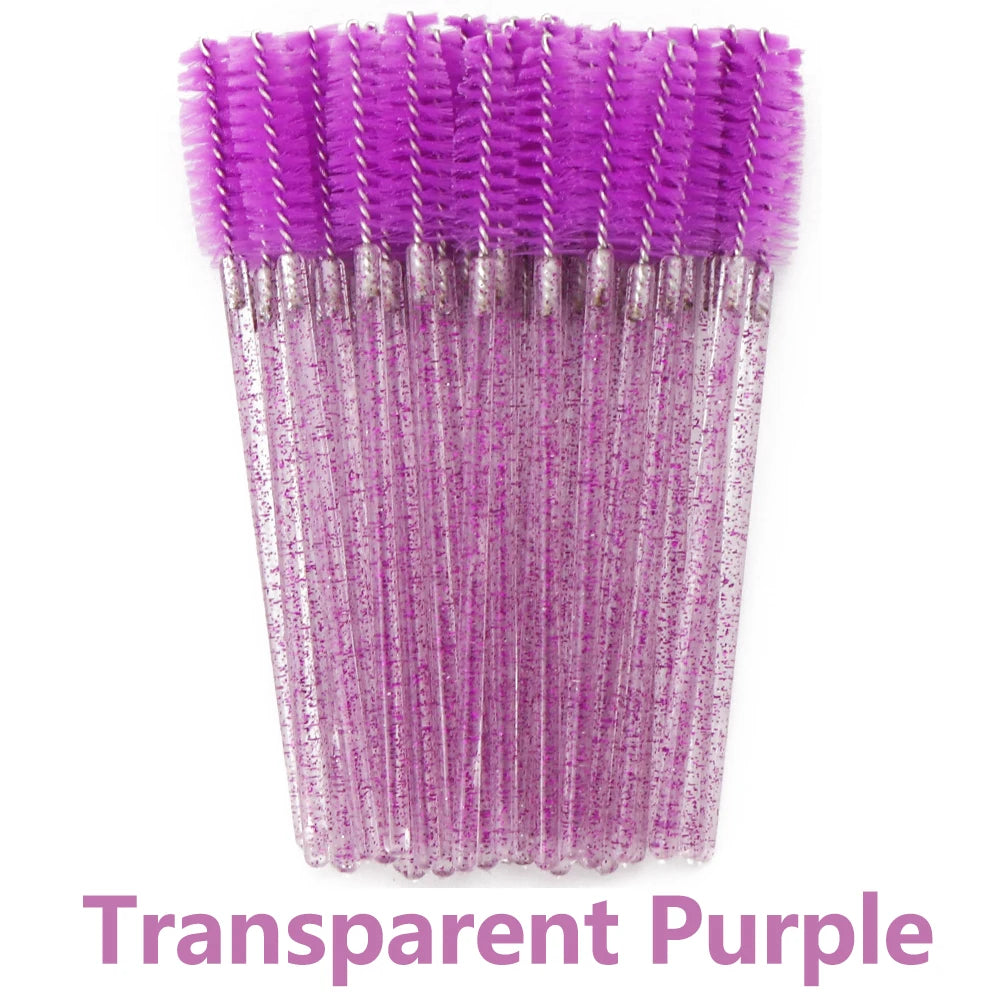 ANNAFRIS 50Pcs Disposable Eyelash Brush Soft Head Crystal Eyebrow Brush Lash Extension Brush Mascara Wand Makeup Tool