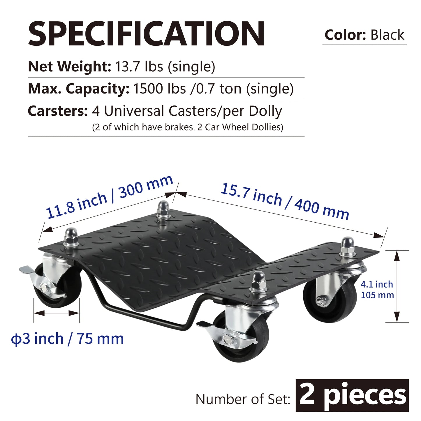 Car Wheel Dolly for Moving Car,Car Dollies Set of 2,Vehicle Dolly Heavy Duty for Motorcycles,Disabled Units,Trucks,Dirt Bike