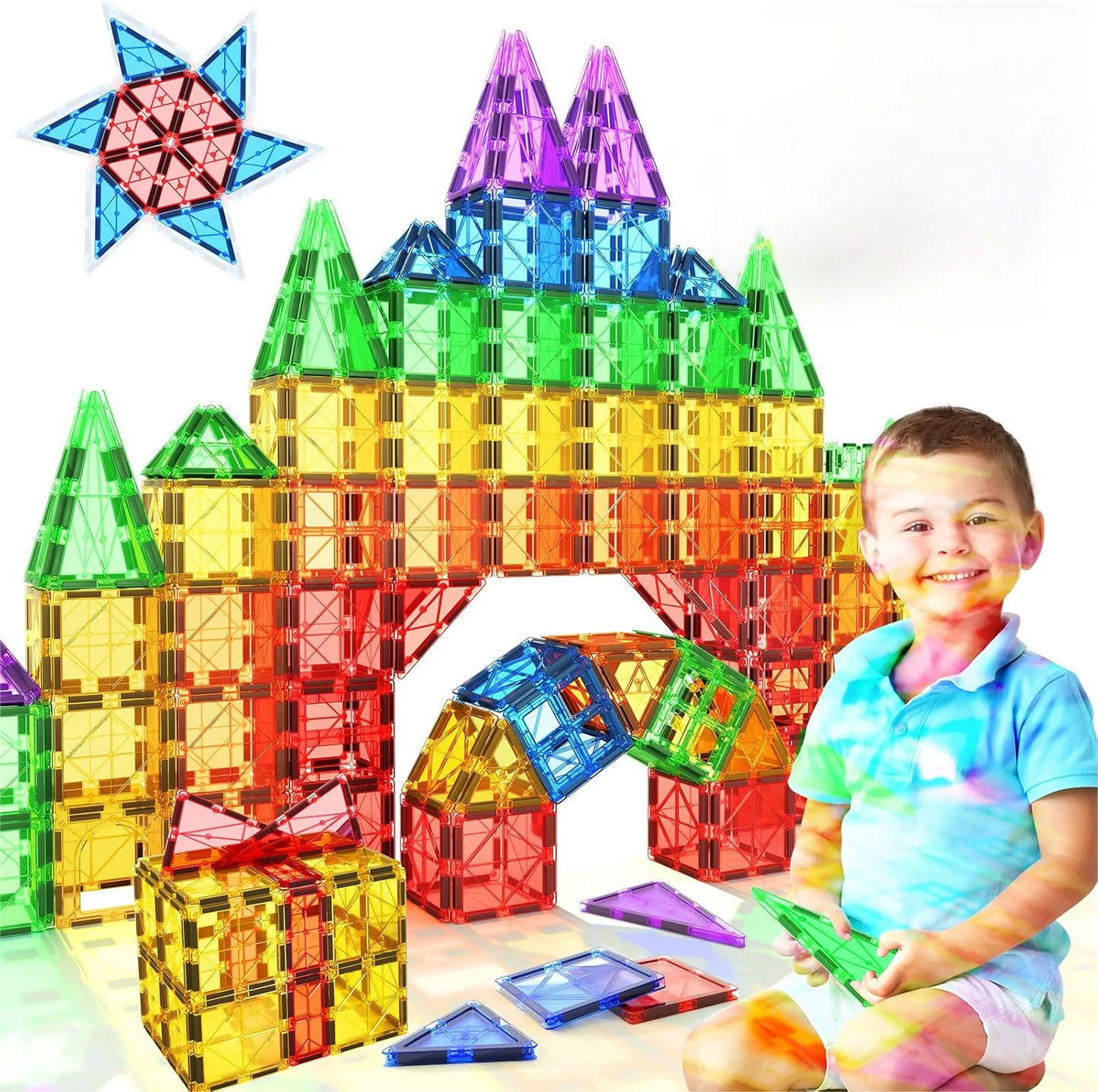 Magnetic Tiles Kids Toys for 3+ Year Old Boys & Girls, STEM Building Blocks Toys & Games, Sensory Toys for Toddlers, 3 4 5 6 7 8