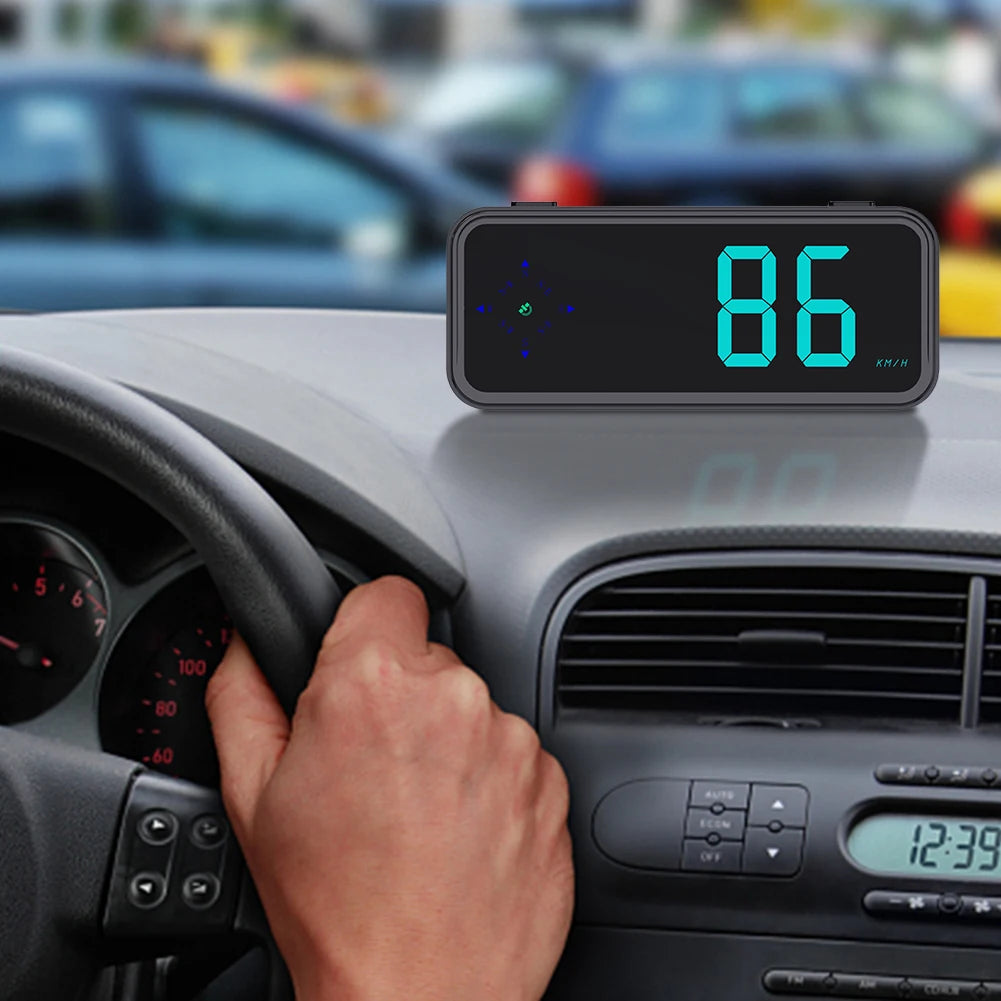 Car Head-up Display with Compass Colorful LED Display Speed MPH KMH Meter Plug and Play GPS HUD Car Electronics Accessories