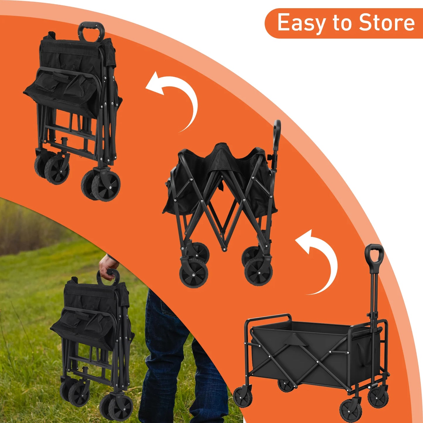Portable Household Folding Handcart, Adjustable Height and Angle, easy to fold, strong load-bearing capacity for beaches,camping